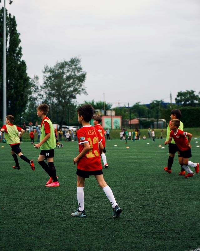 Boys playing in a youth soccer match