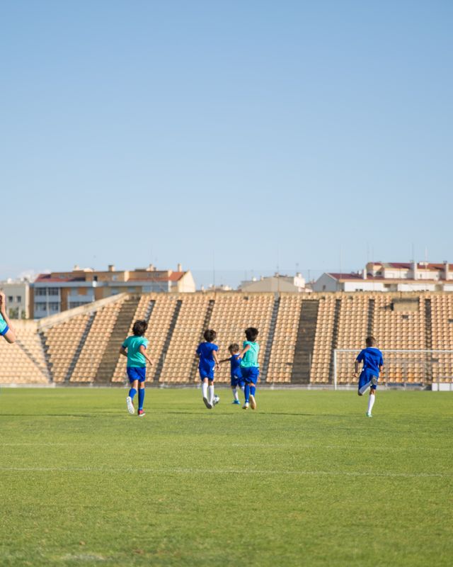 Young players in a soccer game on the field
