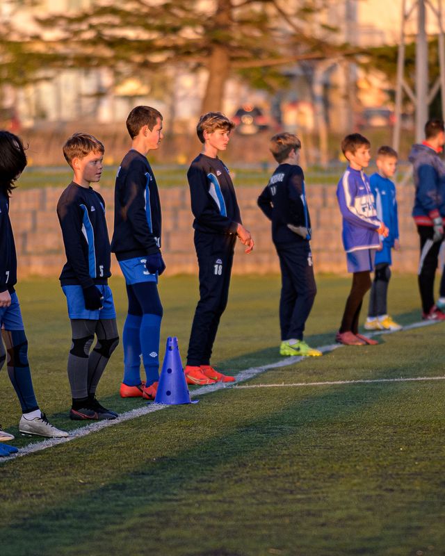 Young players lining up for a training drill